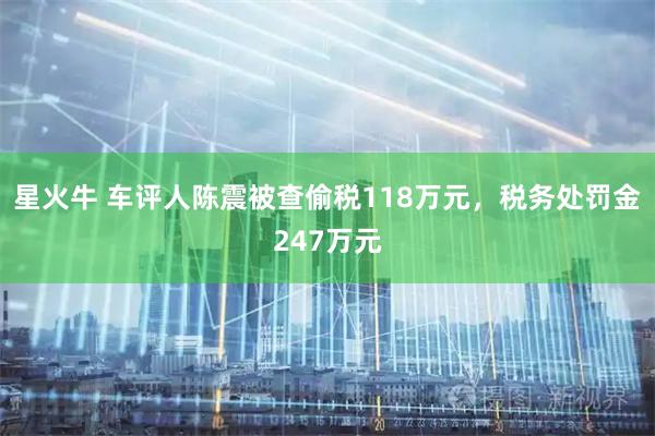 星火牛 车评人陈震被查偷税118万元，税务处罚金247万元
